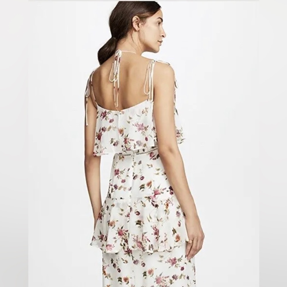 NEW WAYF Imola Floral Tiered Midi Dress Tie Straps - Size Large